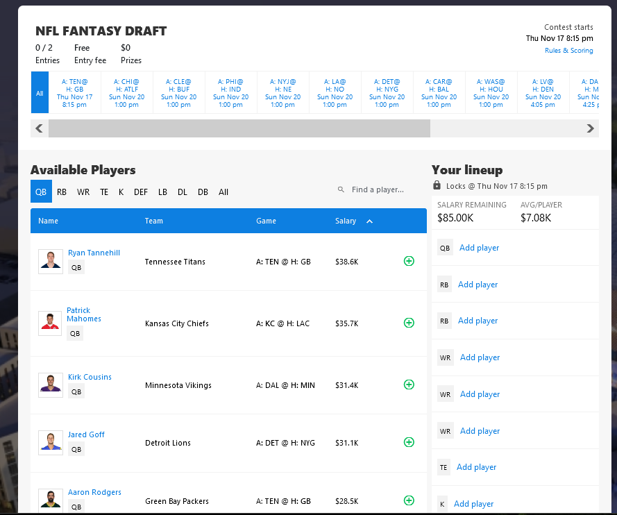 Victorious Club Fantasy Player Draft Game Type