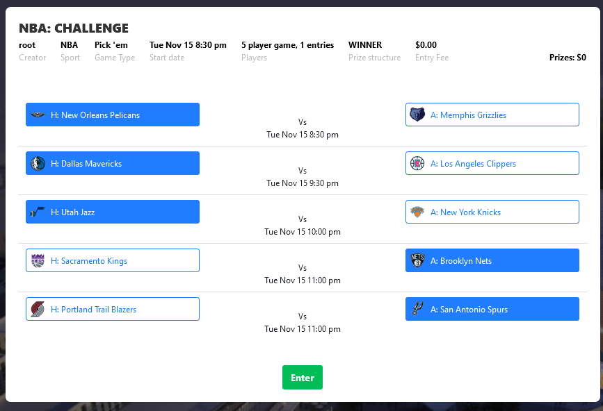 Victorious Club Fantasy Sports Pick 'em Game Type